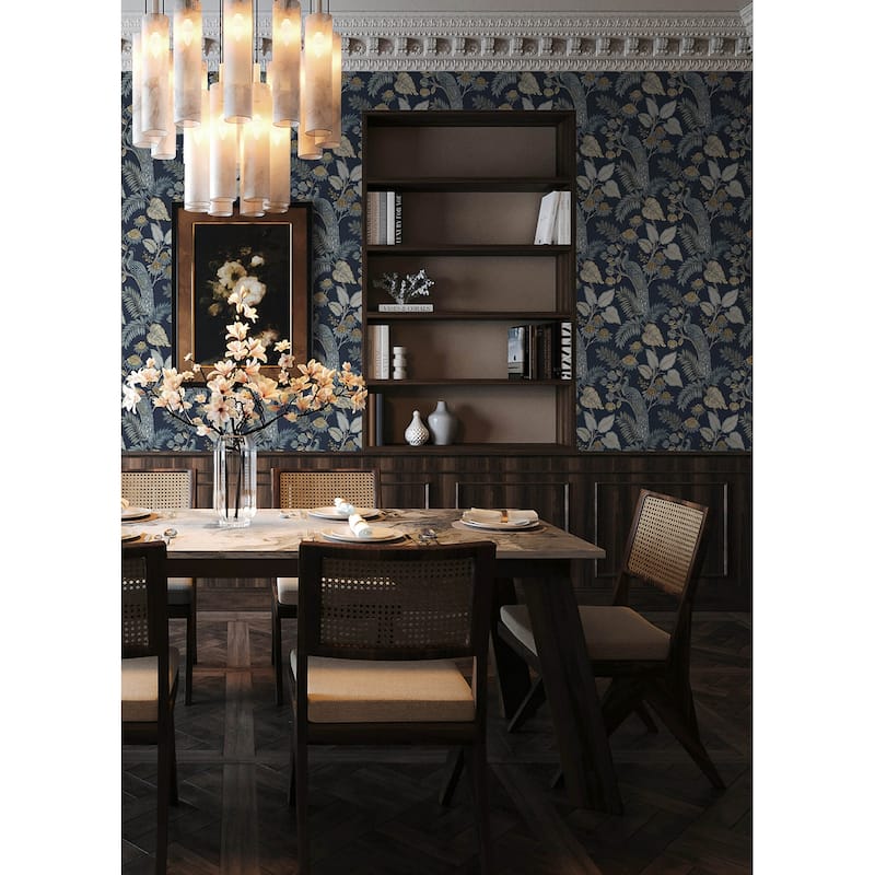 Chris Loves Julia x A-Street Prints Geneva Dark Blue Peacock Paradise Wallpaper