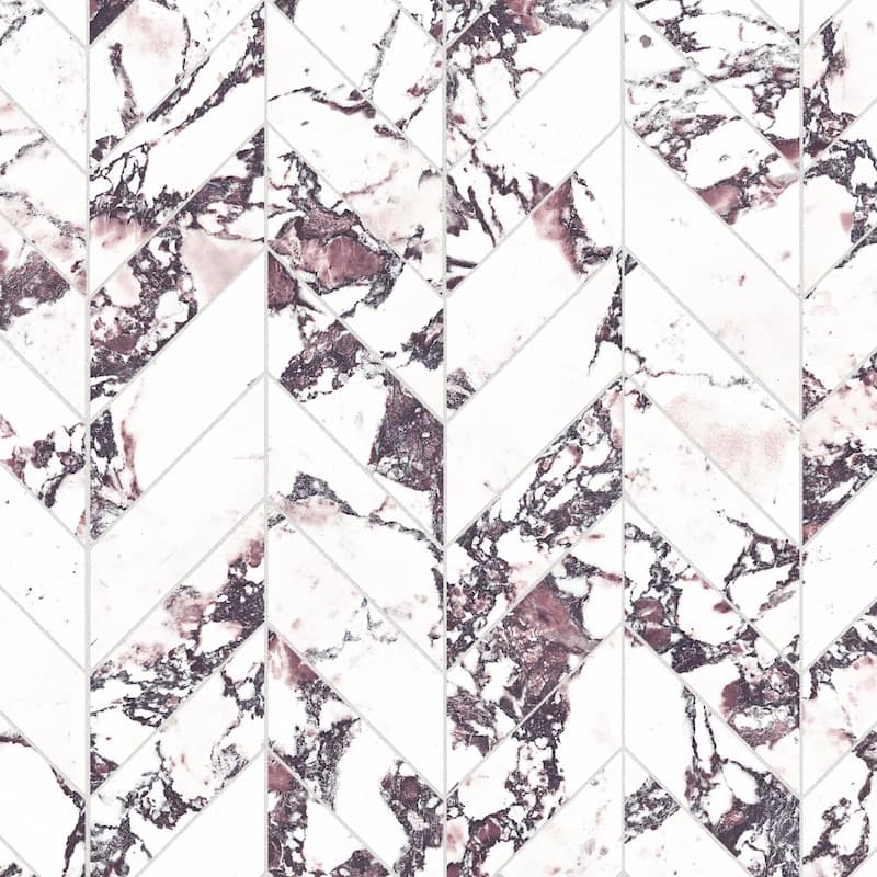 Merola Tile Touche Chevron Rubis 11-3/4" x 12-1/4" Porcelain Mosaic Floor and Wall Tile - (1 Tile)