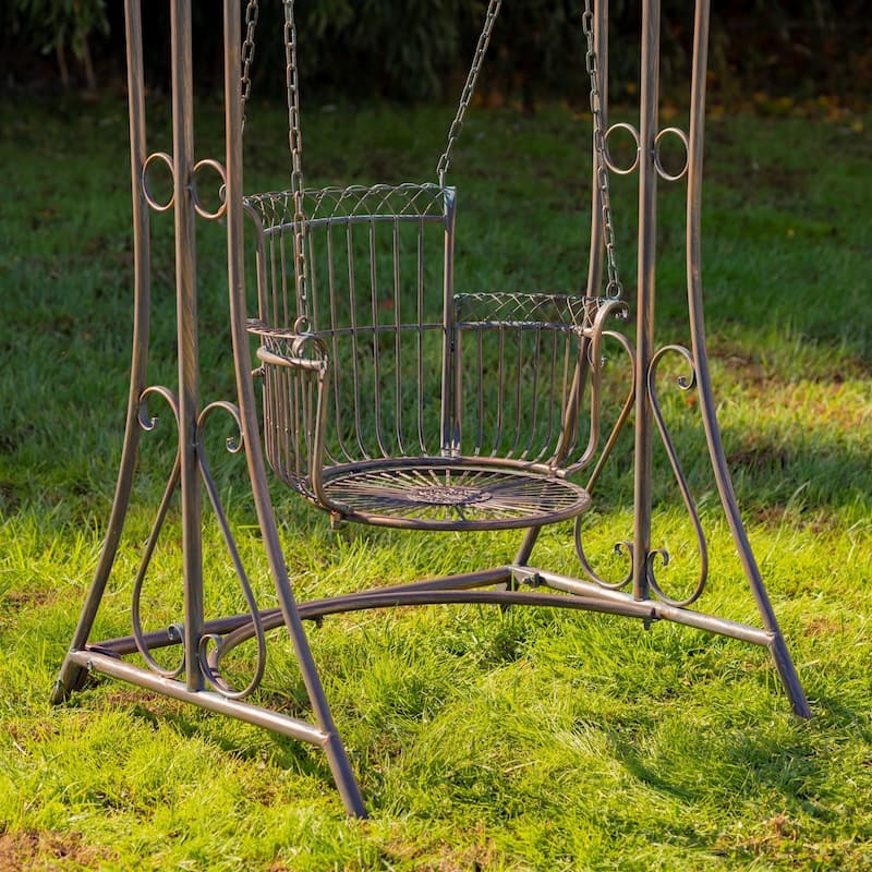 "Oasis" iron Garden Swing Chair in Antique Bronze - 42.9x35.4x78.74
