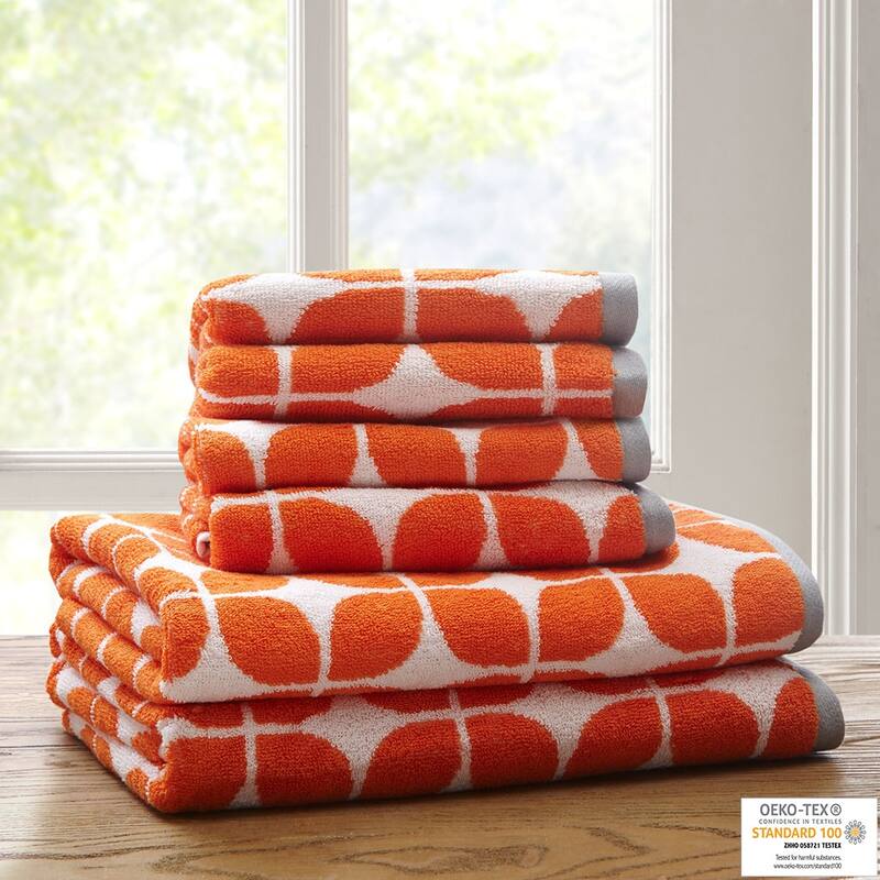 6 Piece Cotton Jacquard Bath Towel Set - N/A