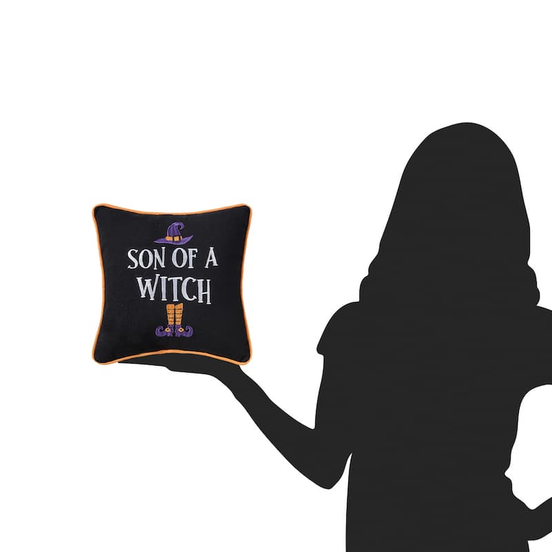 10" x 10" Son Of A Witch Halloween Small/Petite Accent Pillow