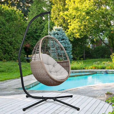 Aoodor Hammock Steel Stand Only C-Stand for Hanging Hammock Chairs - 300 Pound Capacity - N/A