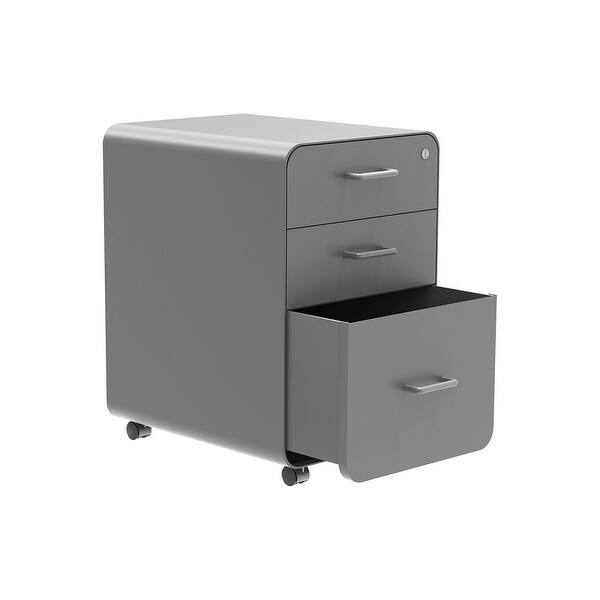 Shop Monoprice Round Corner 3 Drawer File Cabinet Gray With