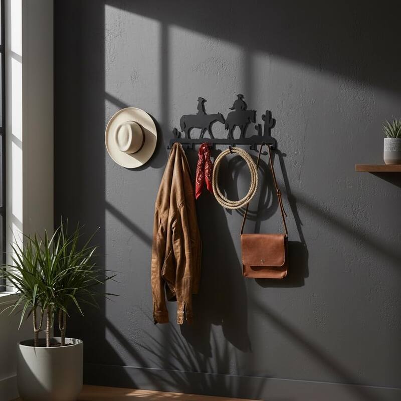 Cowboy Metal Wall Mounted Coat Rack