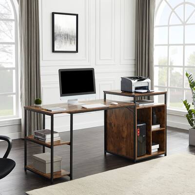 Home Office Computer Desk with Storage Shelf