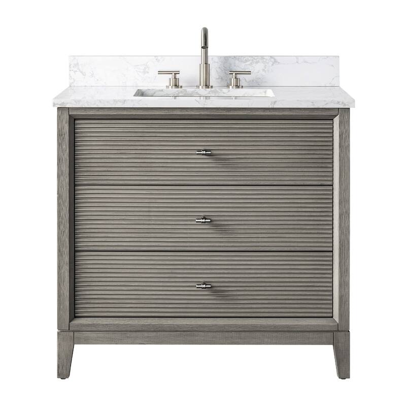 Vanity Art 36" Freestanding Bathroom Vanity with Engineered Marble Top and Sink
