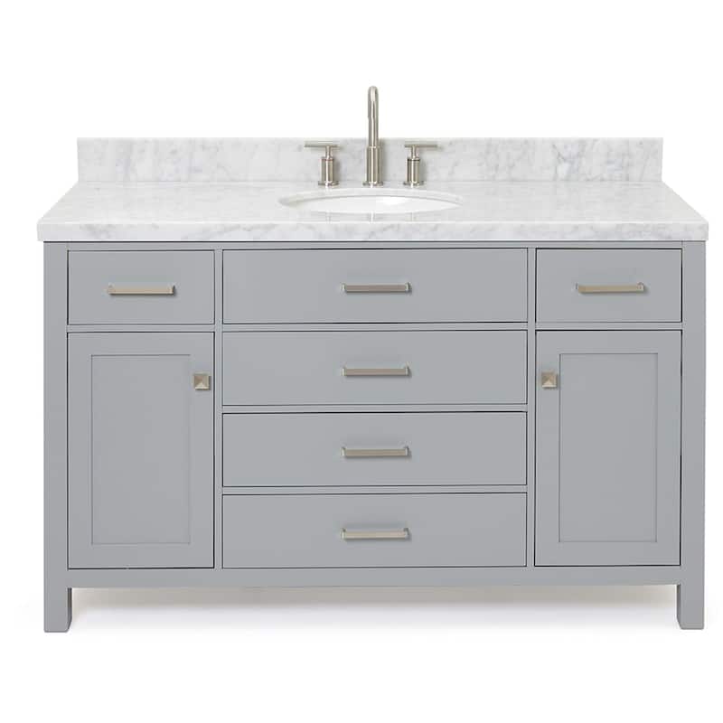 Ariel H055SCWOVO Bristol 55" Free Standing Single Oval Basin Vanity - Grey - Ash Finish