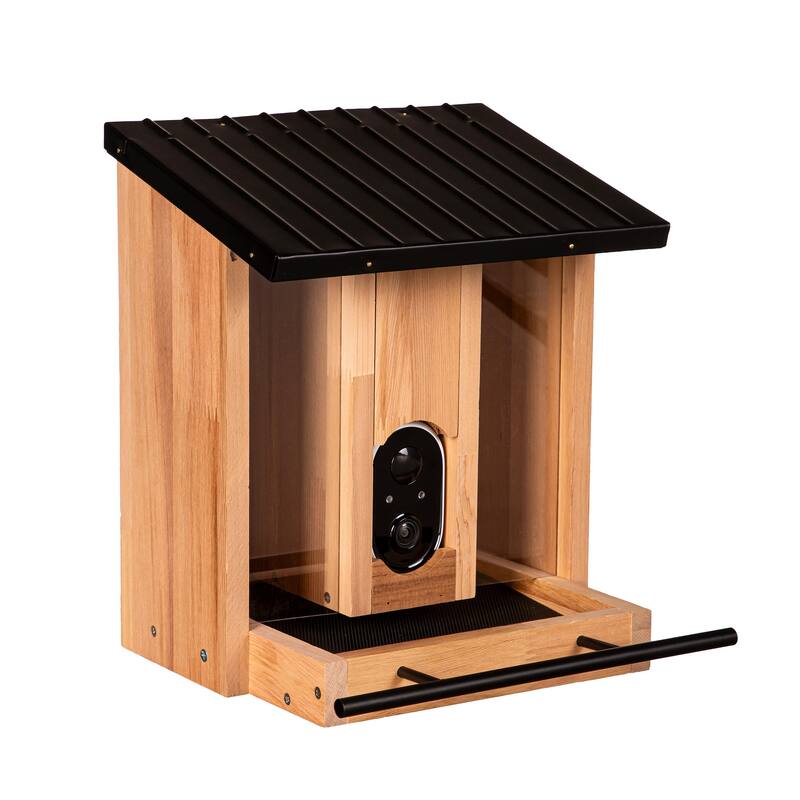 BirdsIVue Smart Feeder: Motion-Activated Video Solar Wooden Bird Feeder