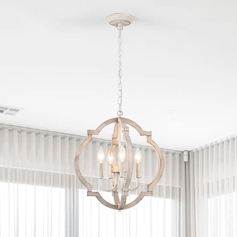 4-Light Rustic Candlestick Hanging Linear Chandelier Lighting Island Chandelier for Dining Room Kitchen Island - Grey
