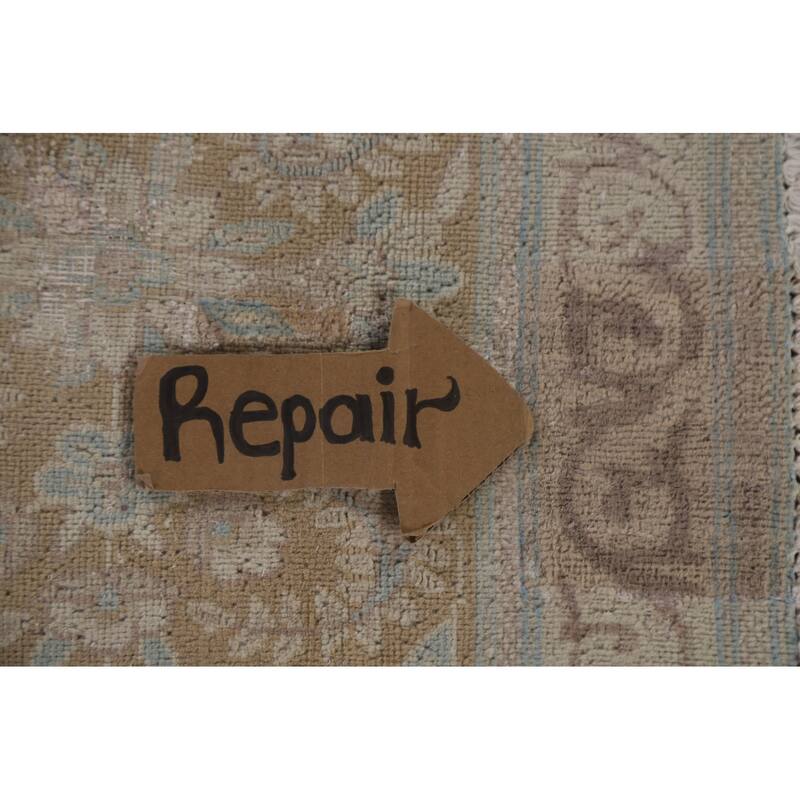 Hand Knotted Oriental 100% Wool Carpet Traditional Floral Yellow & Gold Kerman Area Rug - 12' 8'' X 9' 7''