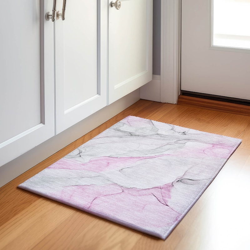 Premium Washable Super Soft Modern Watercolor Mayfield Rug - Pink - 1' 8" x 2' 6" - Rectangle