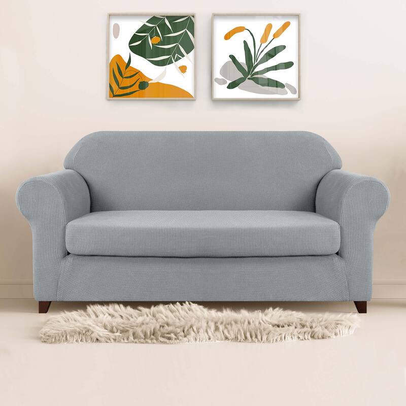 Subrtex 2 Piece Sofa Slipcover Stretch Spandex Furniture Protector - Light Gray