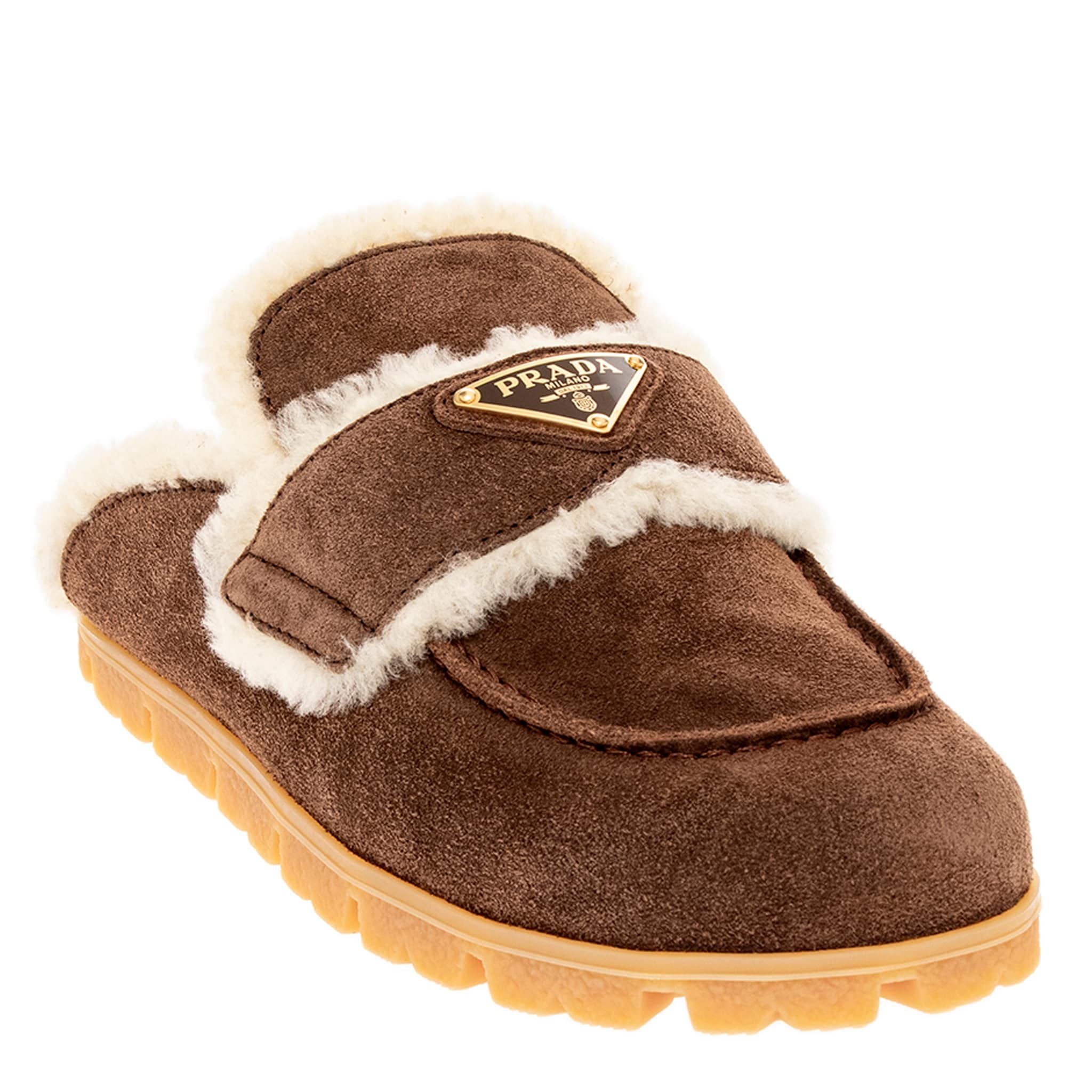 Prada Suede and Shearling Slippers - Overstock - 43280994