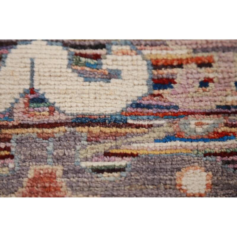 Hand Knotted Oriental 100% Wool Carpet Transitional Floral Multi-Colored Oushak Runner Rug - 19' 4'' X 2' 5''