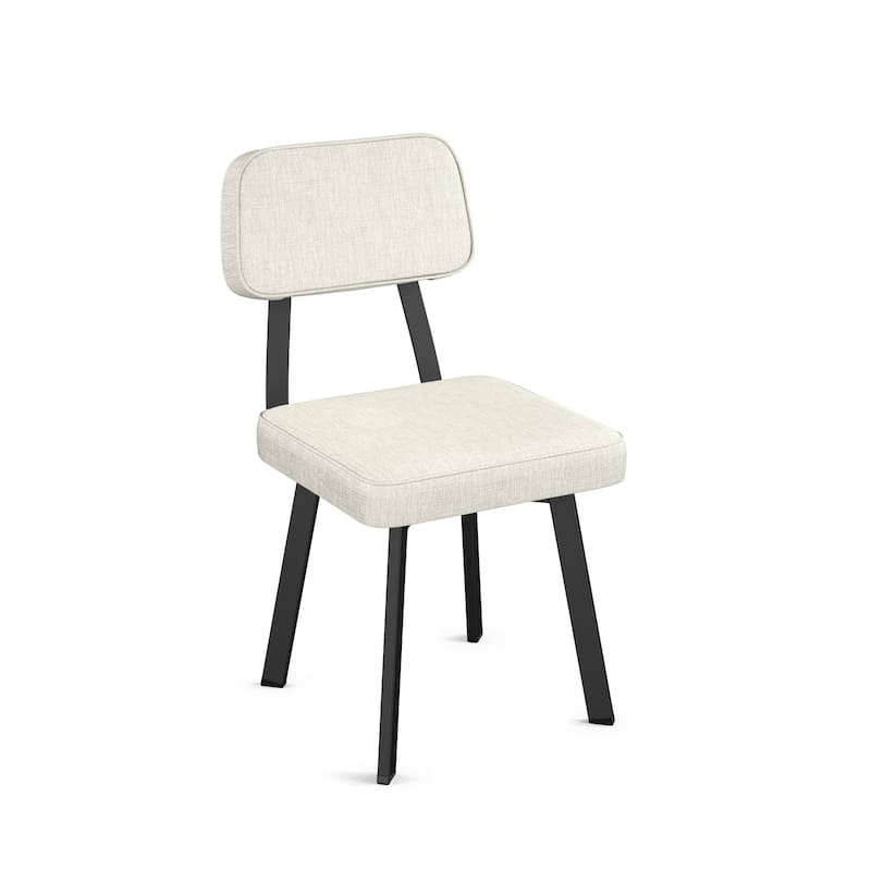 Amisco Clarkson Upholstered Dining Chair with Metal Legs - Light Grey-Beige PVC / Black Metal