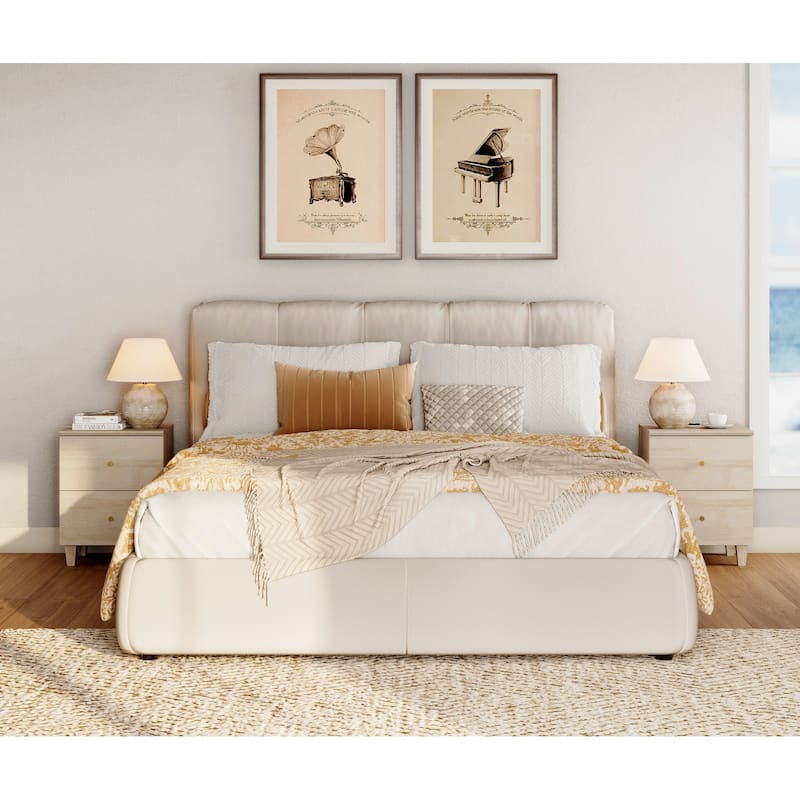 2 Drawer Nightstands with Charging Station for Bedroom