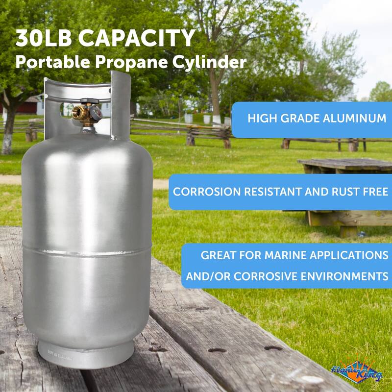 Flame King 30LB Aluminum Propane Tank Cylinder with Gauge & OPD Valve