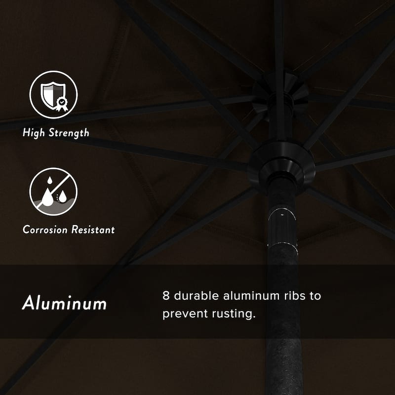 California Umbrella 9-foot Round Crank Lift, Push ButtonTilt, Black Frame Finish, Aluminum Patio Umbrella with Sunbrella Fabric