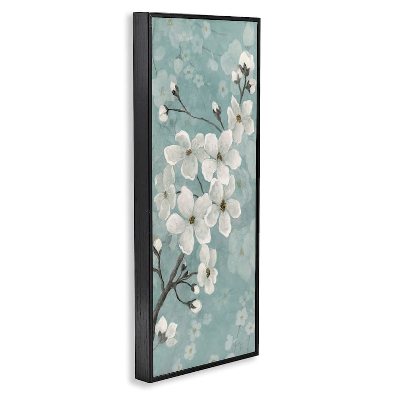 Stupell Cherry Blossoms on Green Framed Giclee Art Design By Janet Tava