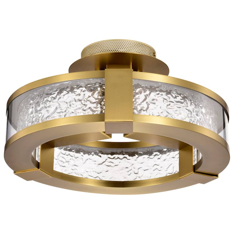 Darrow - 13 Inch LED Semi Flush - Vintage Brass - Acrylic Panels - Vintage Brass