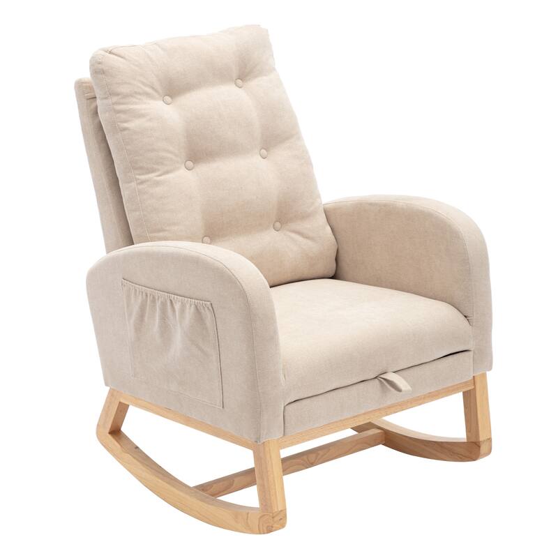 Chichoice Modern Accent Rocking Chair with Footrest, Nursery Glider Rocker with Side Pocket