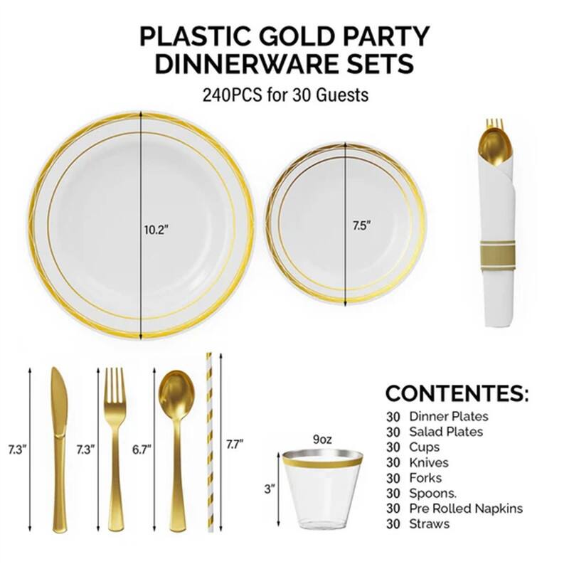 240 Pieces Silver Pre Rolled Napkins Disposable Dinnerware Set