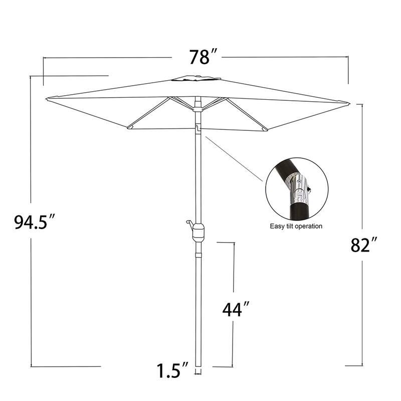 6.5 Square Patio Umbrella with Tilt and 4 Sturdy Ribs , Aqua Color