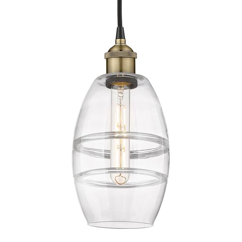 Innovations Lighting 616-1P 8 6 Vaz Pendant Vaz 6" Wide Cord-Hung Mini - Black Antique Brass / Clear