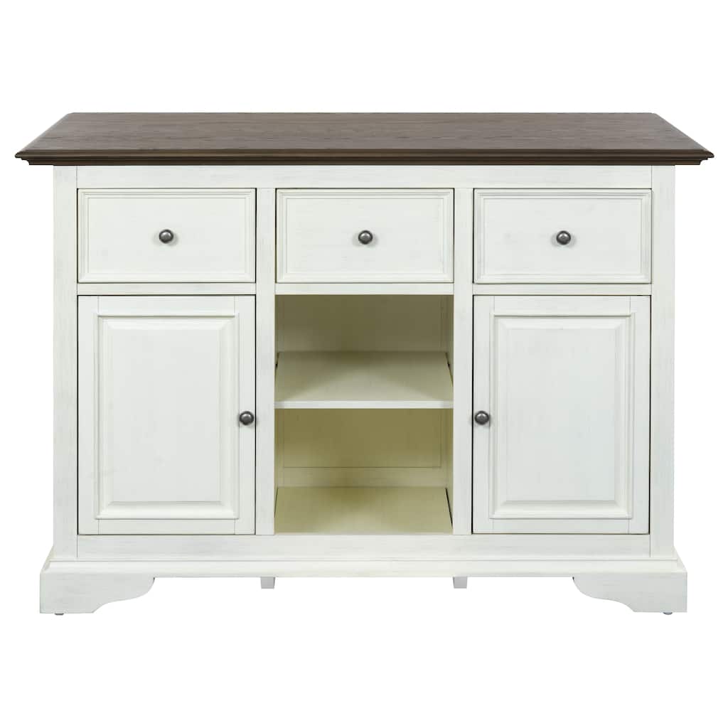 SEI Furniture Brayden 2-Door 3-Drawer Island - 52"W x 32"D x 36"H