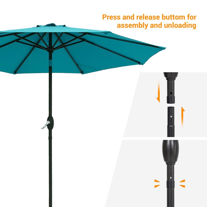 BONOSUKI 9ft Patio Umbrella,Outside Deck Table Umbrella,w/Tilt Crank
