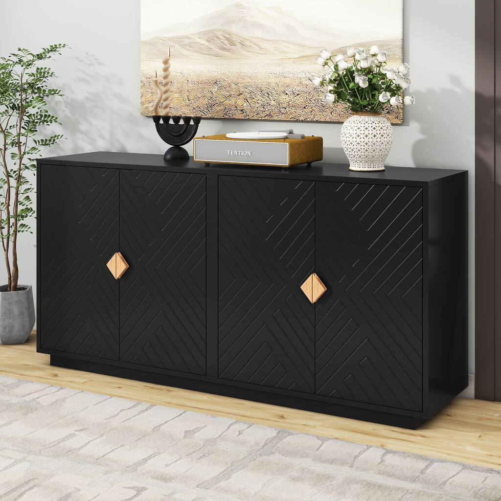 Kitchen Storage Cabinet Black Buffet Sideboard Cupboard Console Table