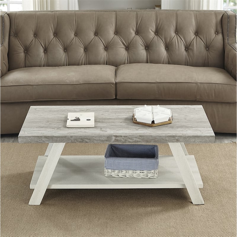 Athens Contemporary Replicated Wood Shelf Coffee Table