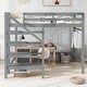 preview thumbnail 2 of 16, Full Size Loft Bed with Built-in Storage Staircase, Side Clothes Hangers and Safety Rail, Solid Wood Slats Support
