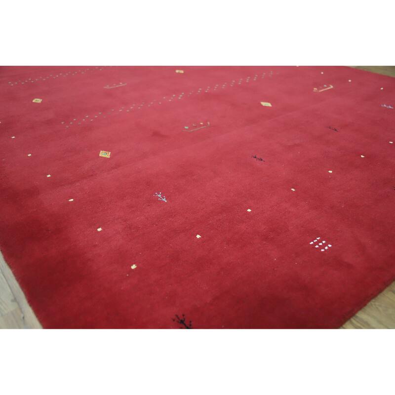 Hand Knotted Oriental 100% Wool Carpet Tribal Tribal Red Gabbeh Area Rug - 7' 11'' X 5' 9''