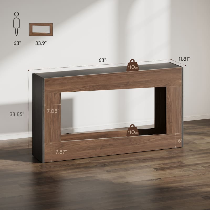 Rossetta Modern Distinctive Hollow Design Farmhouse Style Narrow Console Table with Moisture-Proof Foot Pads