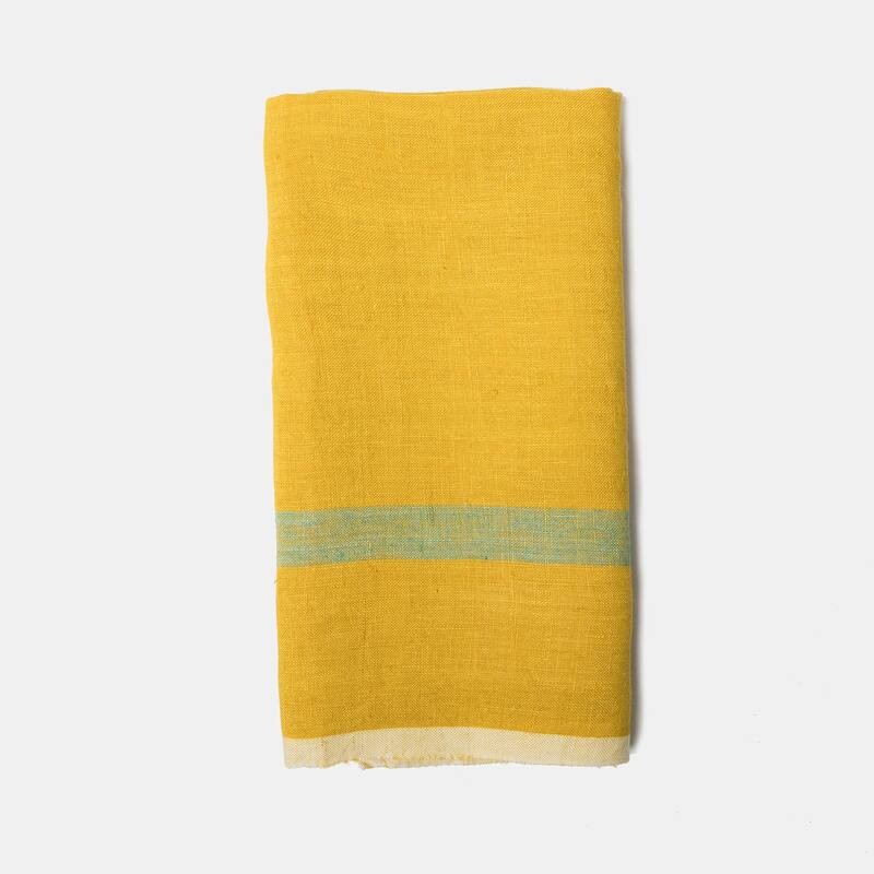 Caravan Laundered Linen Towels - Set of 2 - Lime/Aqua