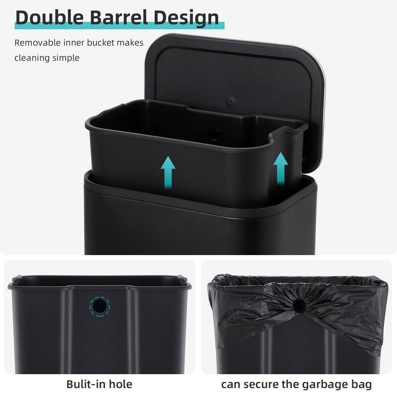 3.2 Gallon Bathroom Trash Can with Lid, 12L Stainless Steel Small Step Waste Bin
