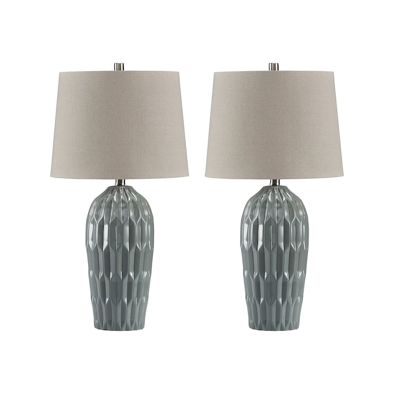 Signature Design by Ashley Hadbury Blue Table Lamp (Set of 2) - 14" W x 14" D x 26.75" H