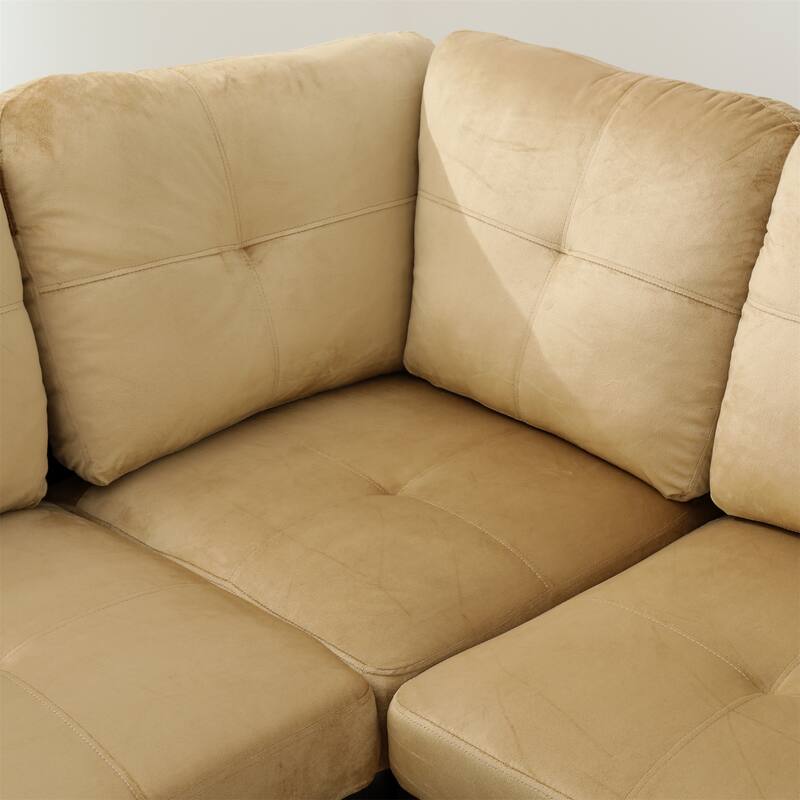 Beige and Brown Color Lint And PVC 3-Piece Couch Living Room Sofa Set