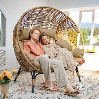 Glider Double Egg Chair With Legs FINCATI Outdoor Loveseat Wicker