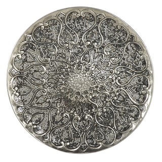 Silver Metal Plate Home Wall Decor with Embossed Details