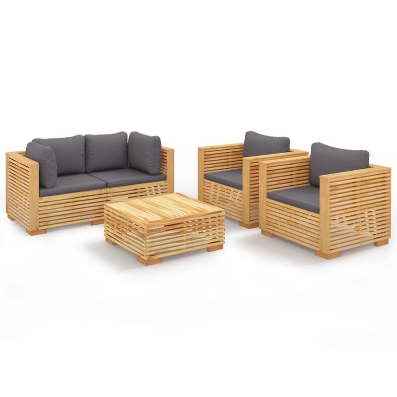 vidaXL 3 Piece Patio Lounge Set with Cushions Solid Wood Teak - 27.4" x 27.4" x 23.6"