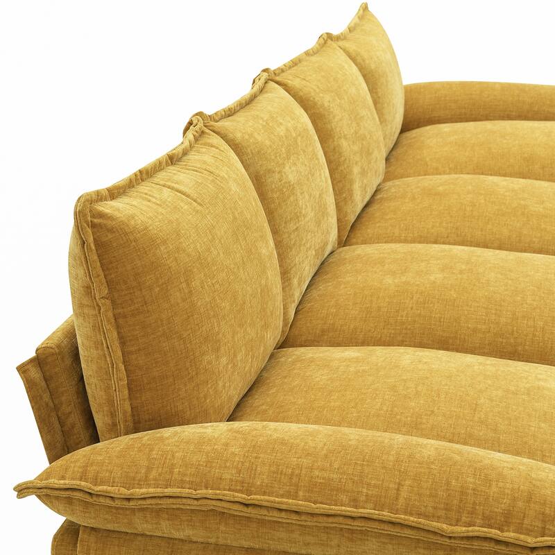 Chenille Upholstered Sectional Sofa with Chaise and Storage Pockets, 5 Seat Lounge Cloud Couch L-shaped Recliner Couches