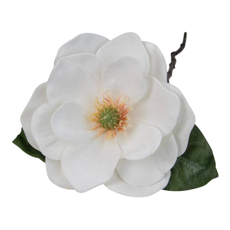 31" White and Green Artificial Magnolia Christmas Stem Decor - 31