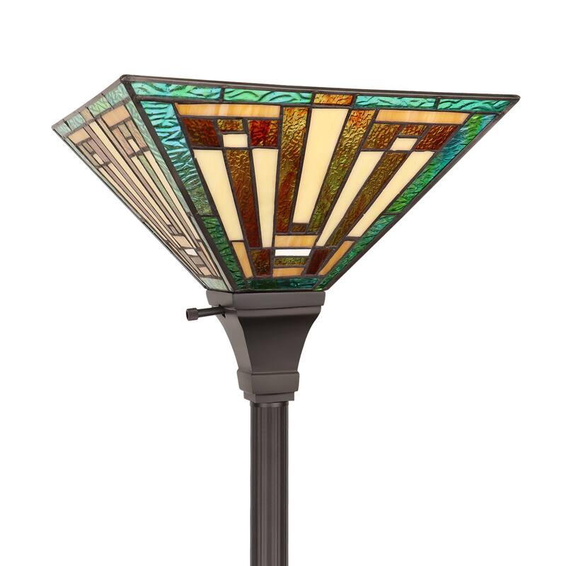 Tiffany-Style 1-Light Torchiere Floor Lamp 12" Shade