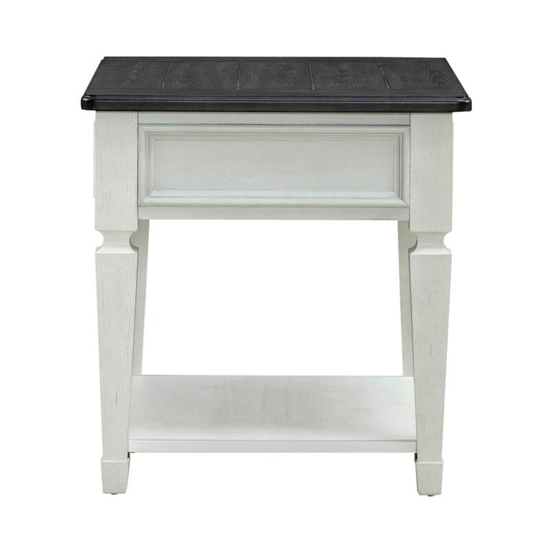 Allyson Park Wirebrushed White & Charcoal Drawer End Table