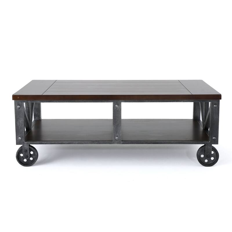 48" Rustic Brown and Black Rectangular Coffee Table