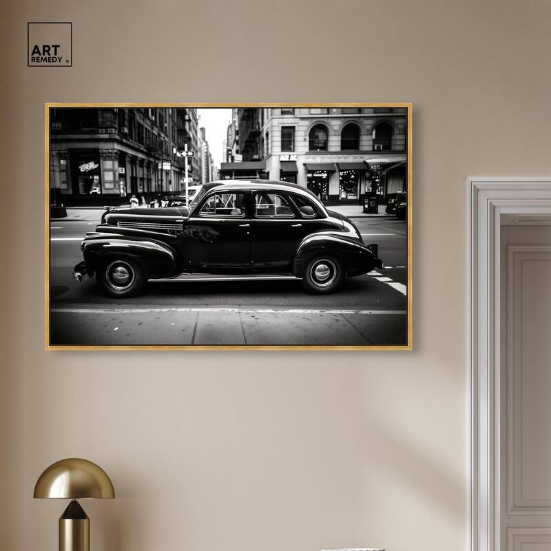 Vintage Car in New York Canvas by Art Remedy