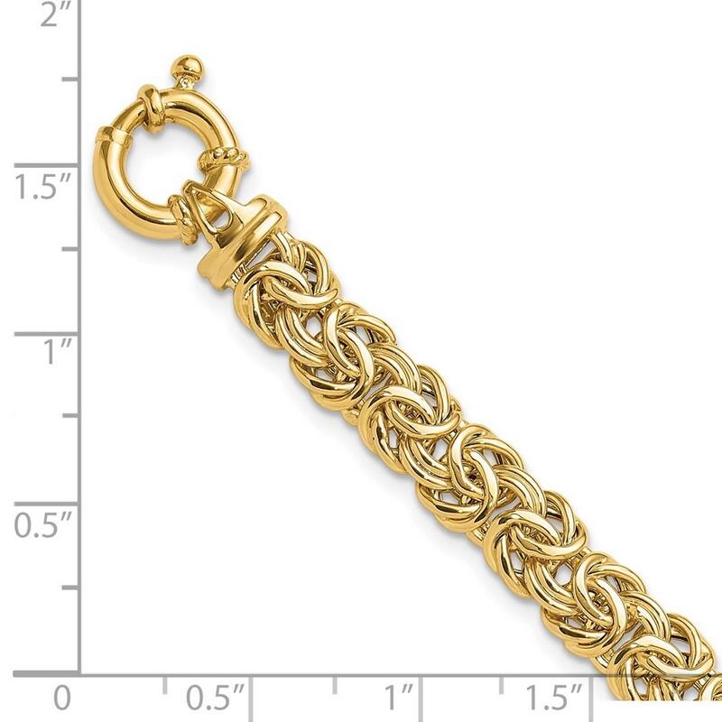 Curata 14k Yellow Gold Hollow Fancy 8mm Flat Byzantine Bracelet 7.5 Inch