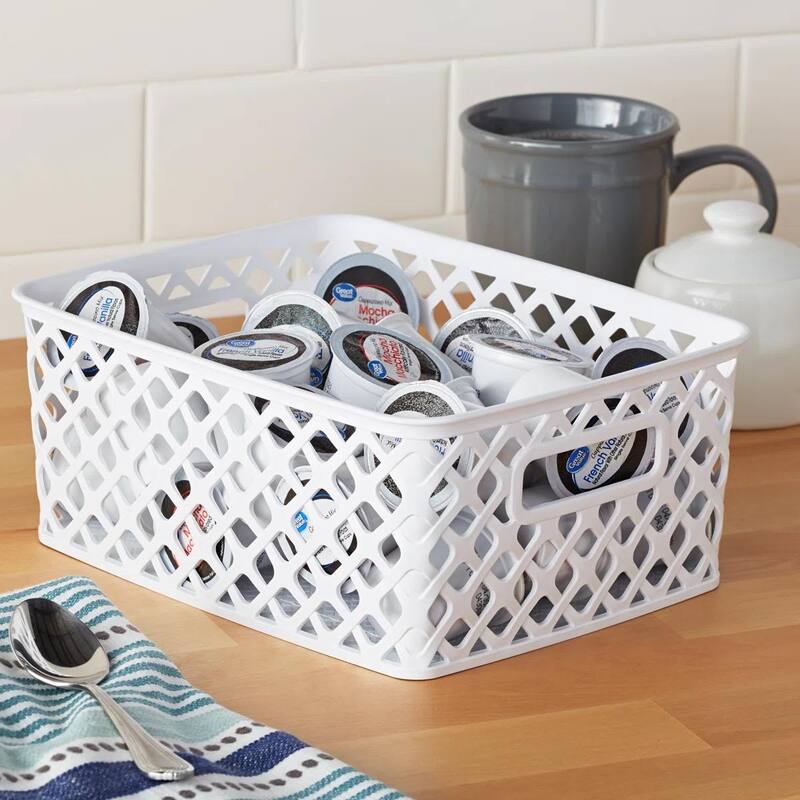 Small Decorative Basket, White, 4 Pack